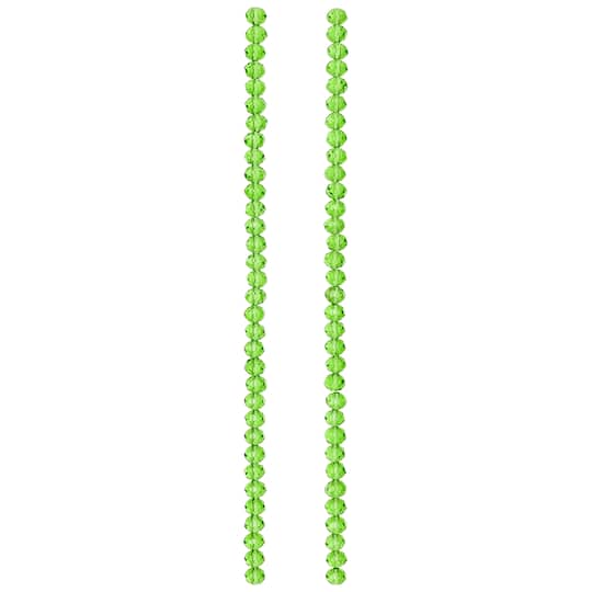 12 Pack: Green Faceted Glass Rondelle Beads, 6mm by Bead Landing™